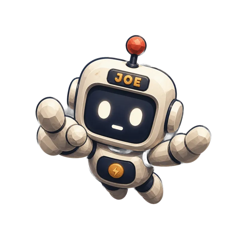 Robô Joe em pose de herói, de braços abertos